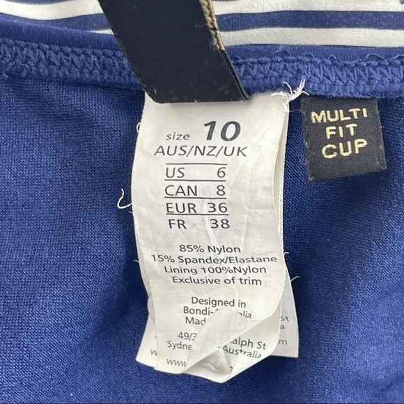 Niptuck Swim Top Womens 10 Blue Red Striped - Picture 2 of 8